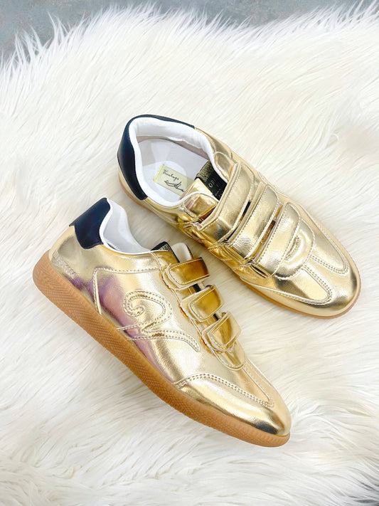 Script V Three Strap Sneakers