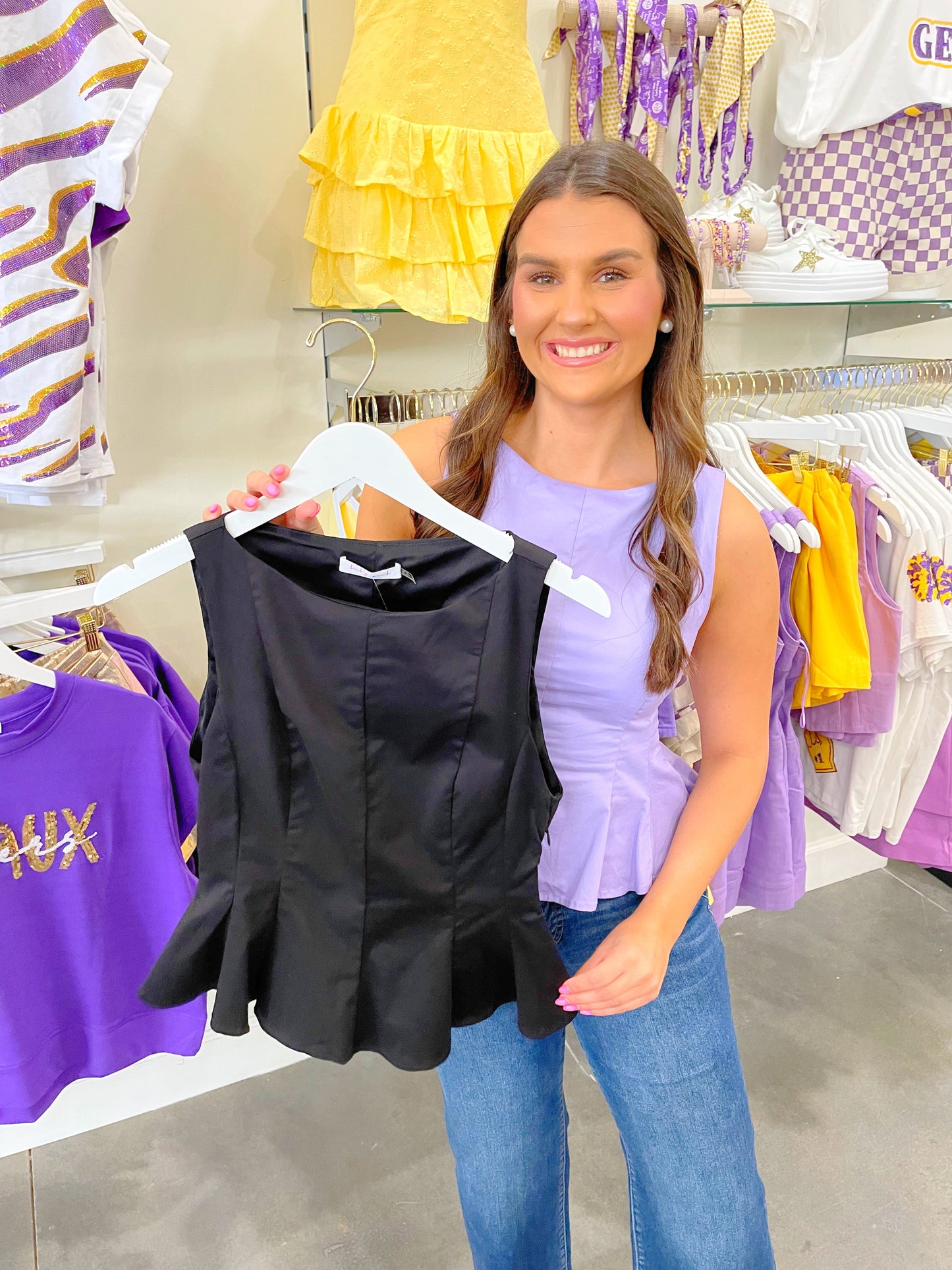 Sleeveless Boatneck Peplum Top