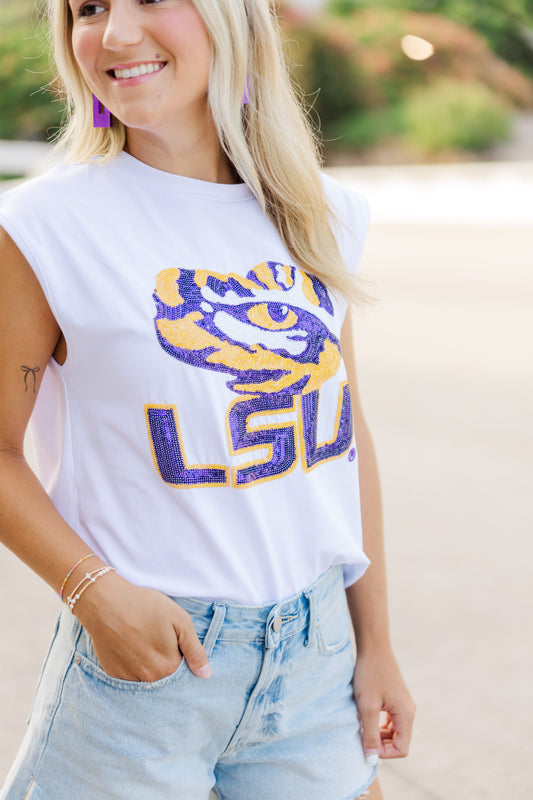 Sequin LSU Tiger Eye Tank