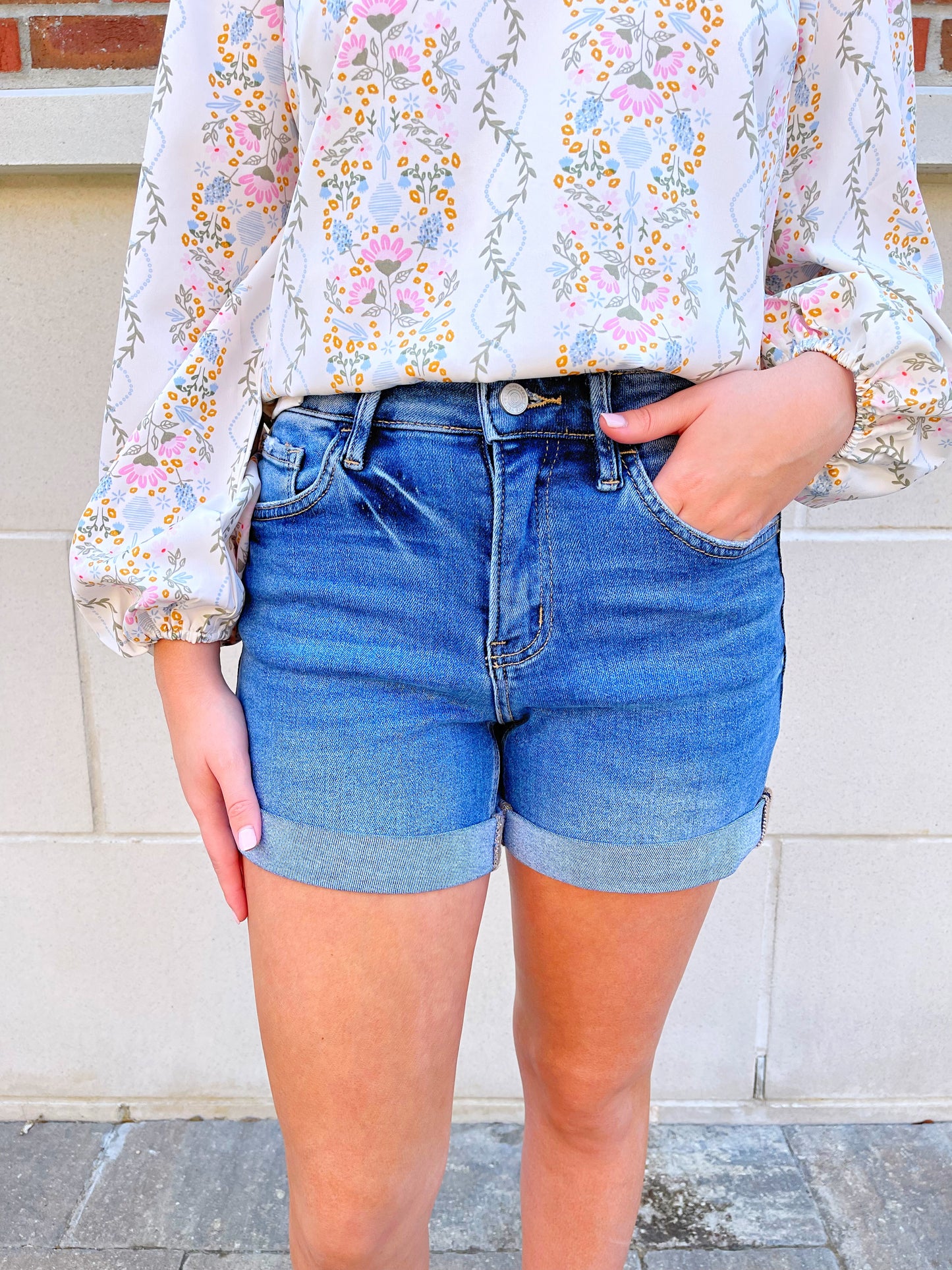 High Rise Cuff Shorts