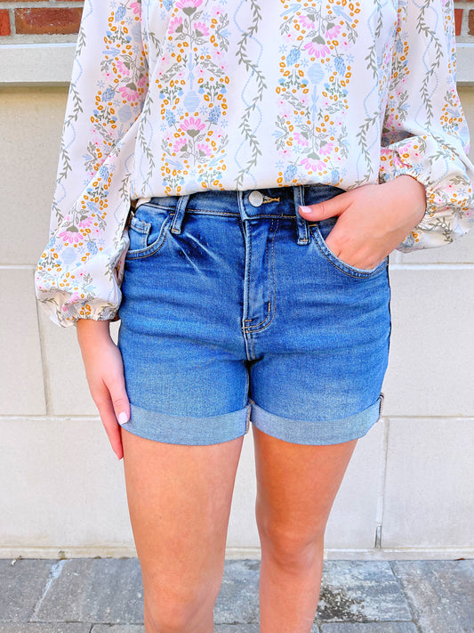 High Rise Cuff Shorts