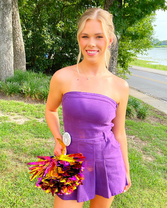 Strapless Pleated Romper