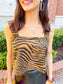 Tiger Print Square Neck Crop Top