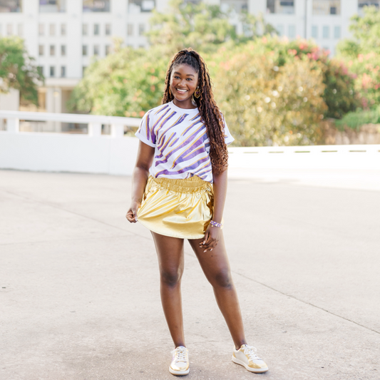 Metallic Faux Leather Skort