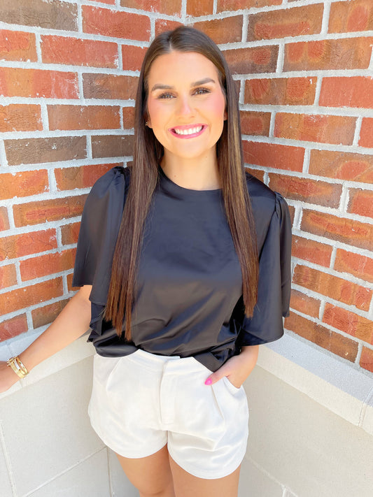 Flutter Sleeve Satin Top