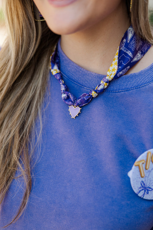 Gameday Heart Charm Scarf Necklace