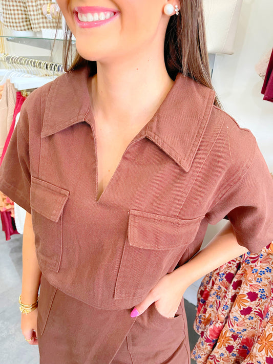 Wrap Front Denim Romper