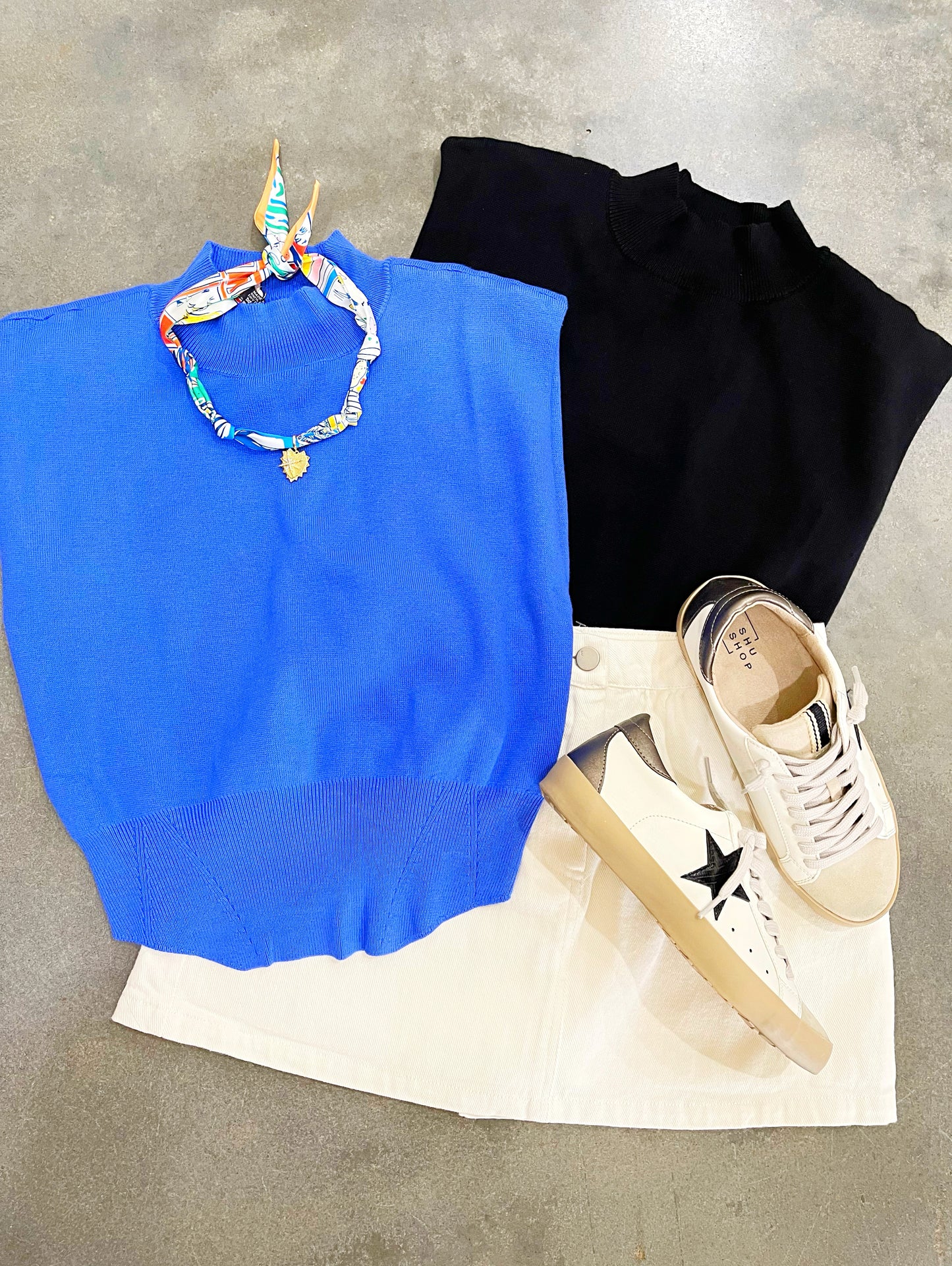 Sleeveless Mock Neck Sweater