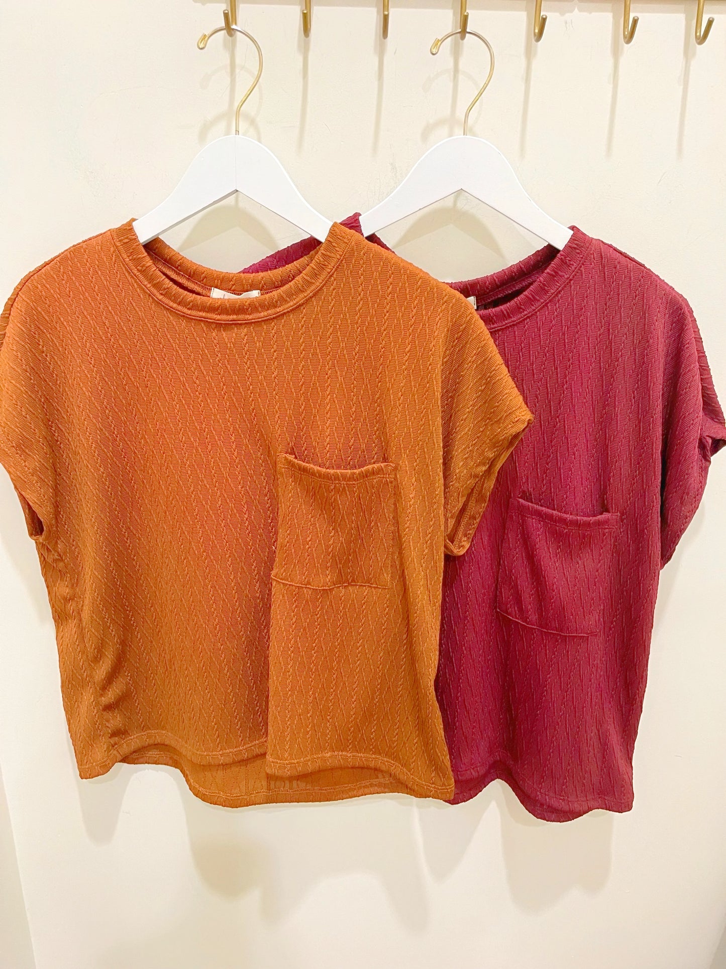 Textured Short Sleeve Top