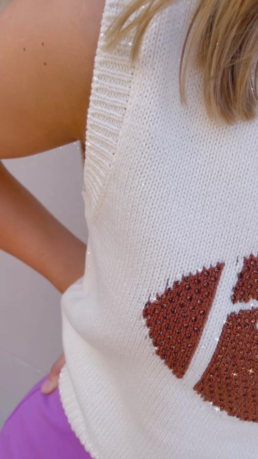 Rhinestone Football Sweater