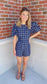 Plaid Puff Sleeve Romper